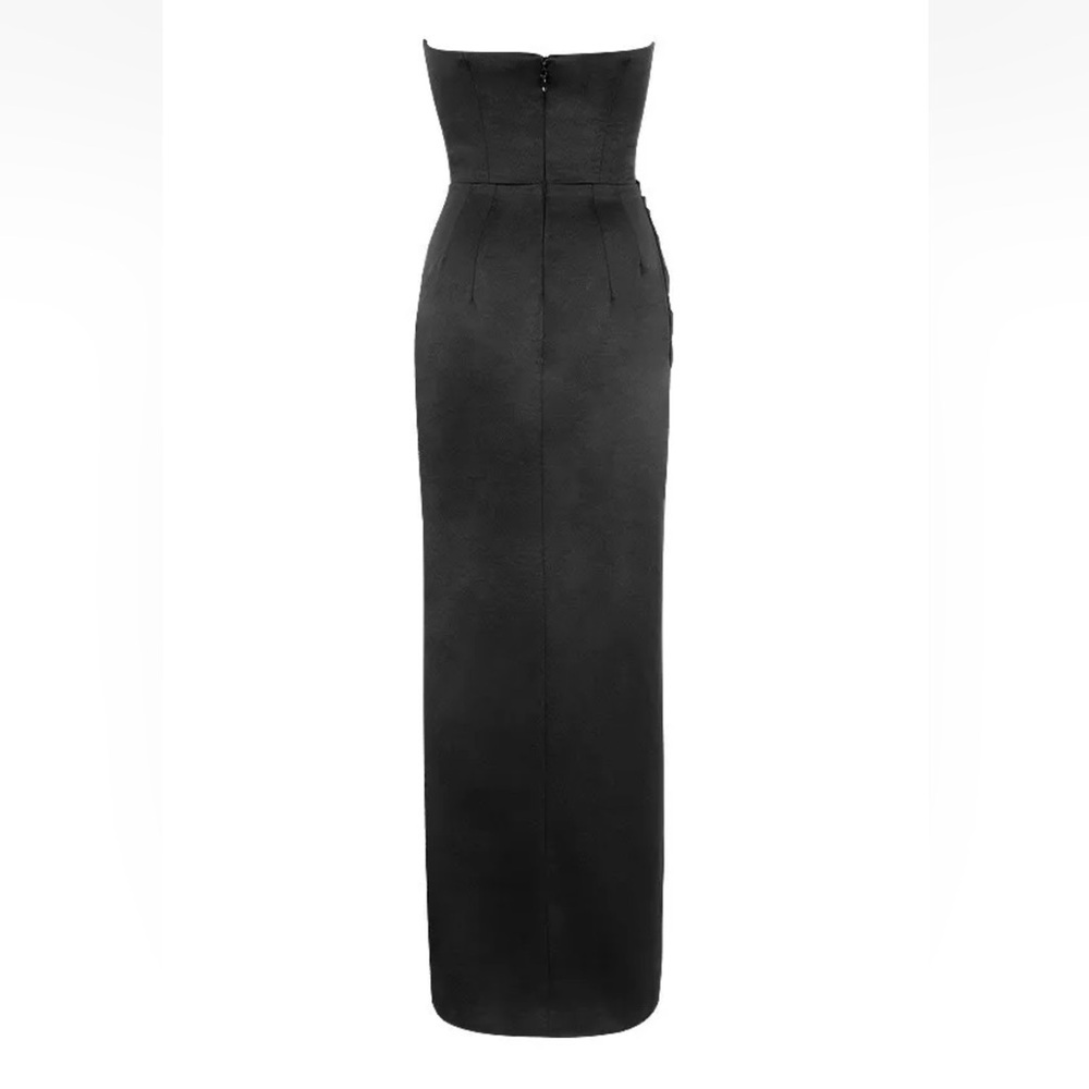 HOUSE OF CB 'Adrienne' Black Satin Strapless Corset Maxi - Picture 4 of 4